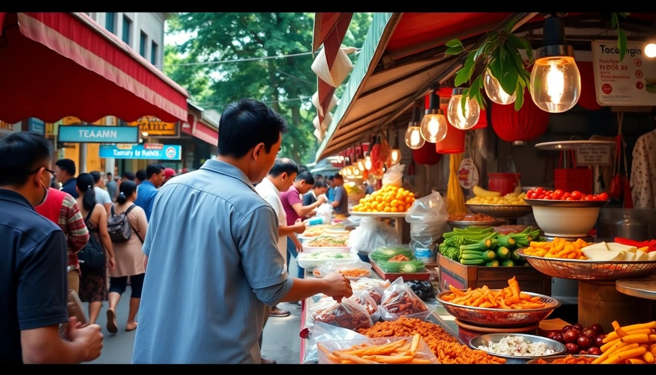 suletoto menawarkan hidangan lezat dari pedagang makanan di pasar Indonesia.