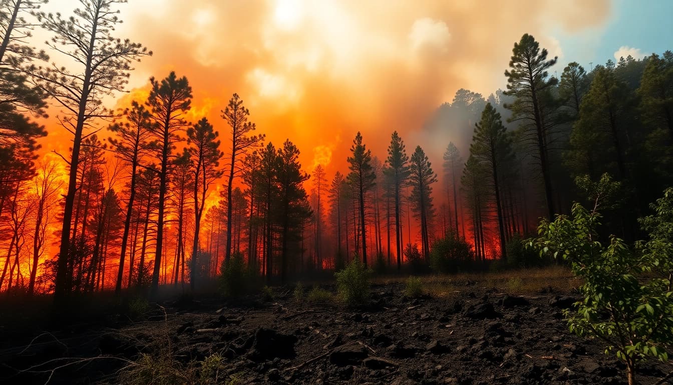 Witness the dynamic Wildfire events engulfing a forest, demonstrating nature's intensity and urgency.