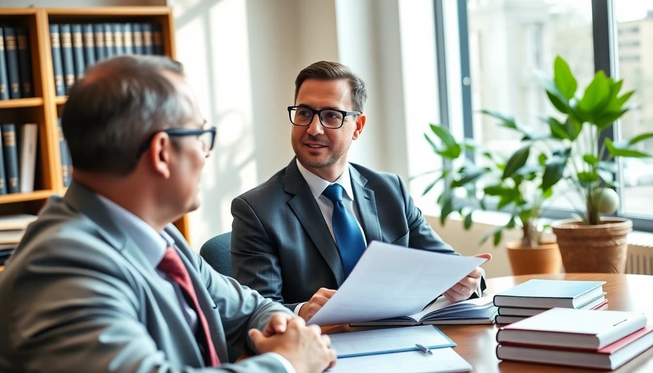 Consulting session with an Orlando Personal Injury Lawyer providing legal guidance in an inviting office.