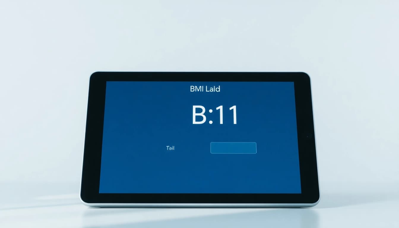 Calculate your BMI calculator using an interactive digital device showcasing a user-friendly interface.