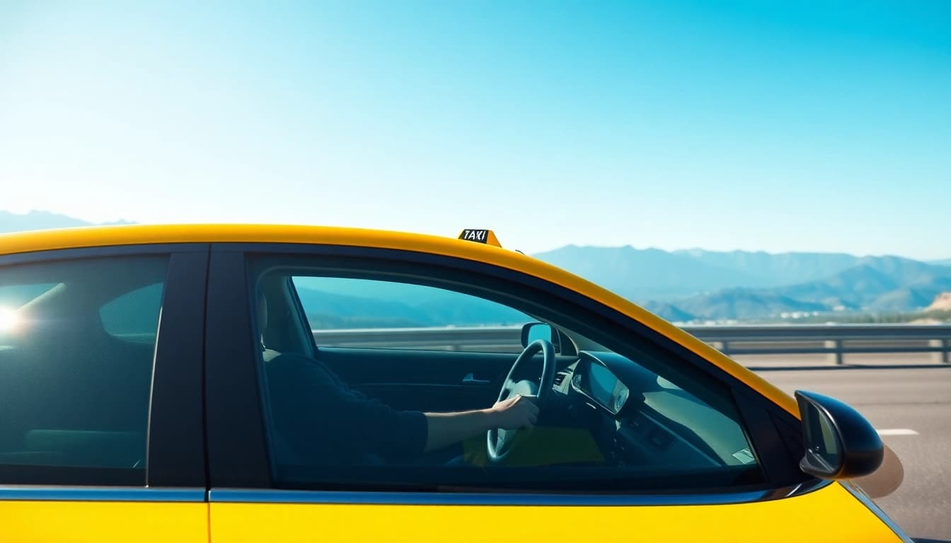 Enjoying long distance taxi transfers in a professional vehicle on a picturesque highway.