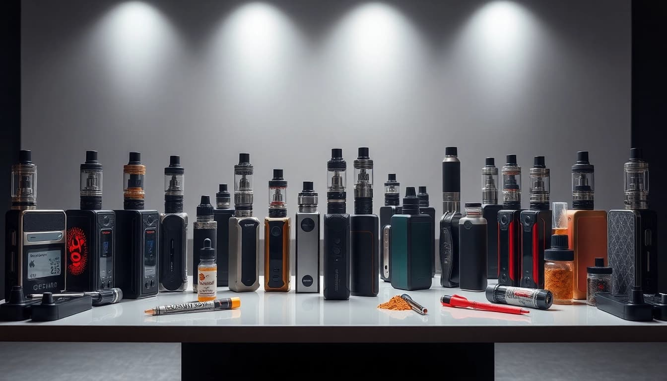 Discover cutting-edge vape kits with stylish designs and vibrant flavors on display.
