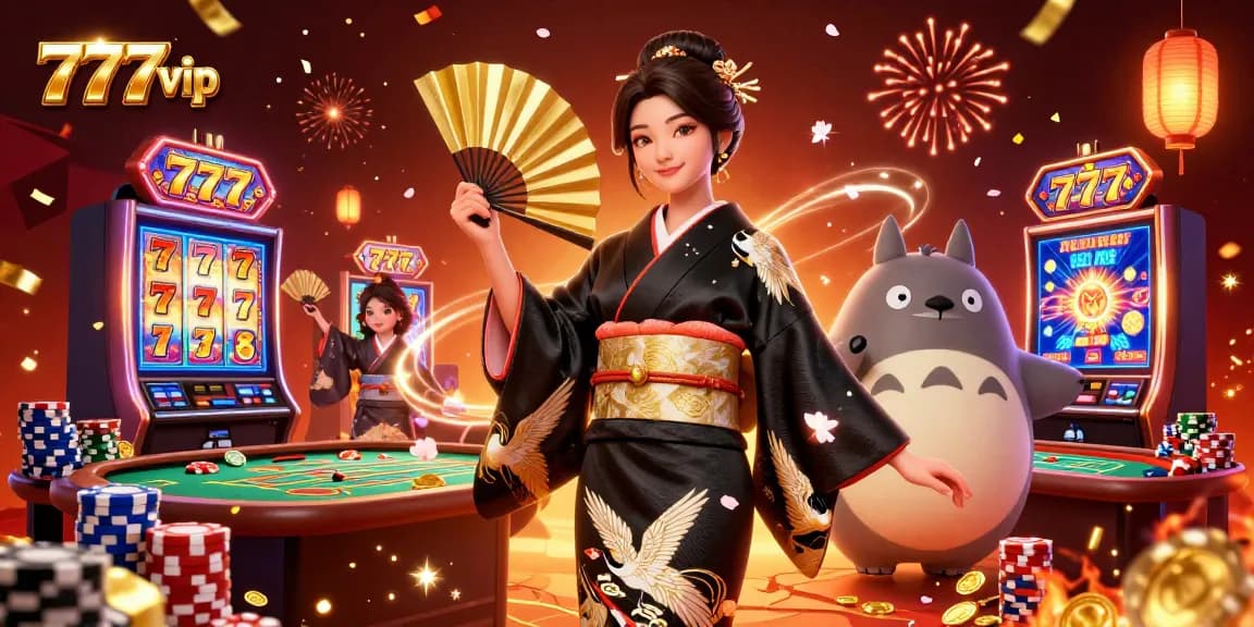 Play exciting slots and win at 777vip with vibrant casino elements and engaging characters.