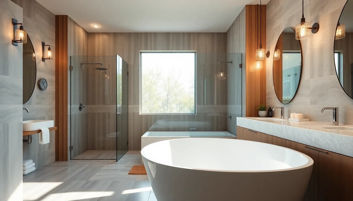 Explore modern bathroom renovations near me with stylish fixtures and inviting design.