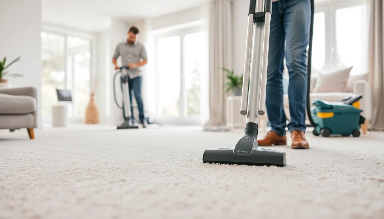 Skilled carpet cleaners lincoln ca servicing a bright living room with advanced equipment.