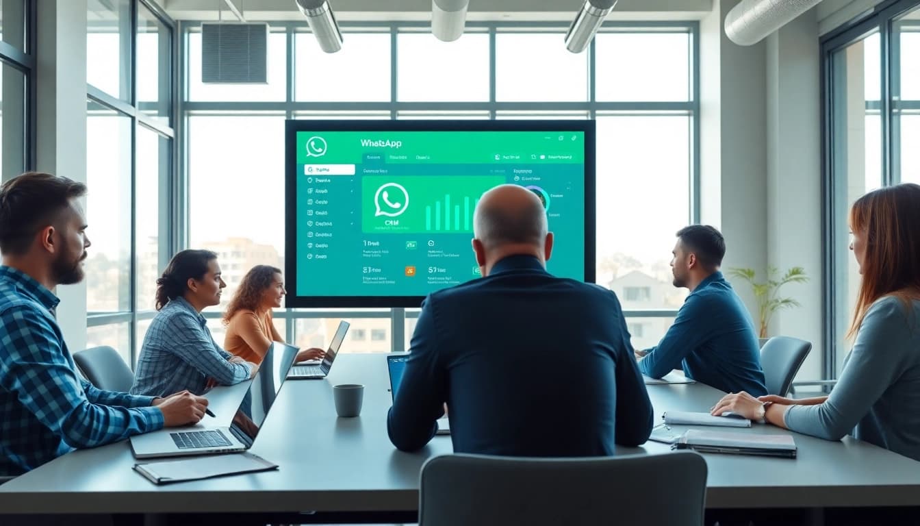Discovering What is a CRM for WhatsApp in a professional business setting with team collaboration.