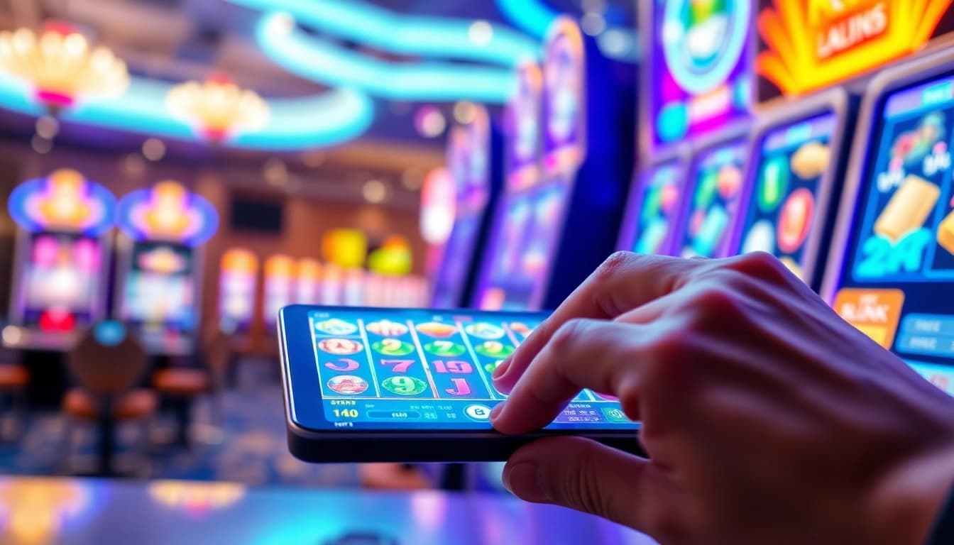 Menggambarkan slot depo 5k dengan suasana permainan slot online yang dinamis dan menarik.