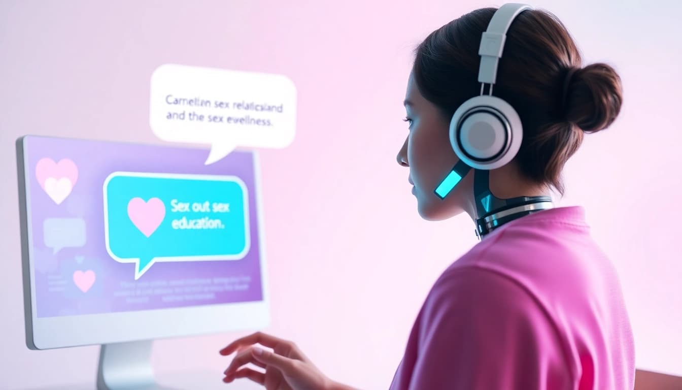 Engaging chatbot interface for discussing sex AI and sexual wellness in a soothing atmosphere.