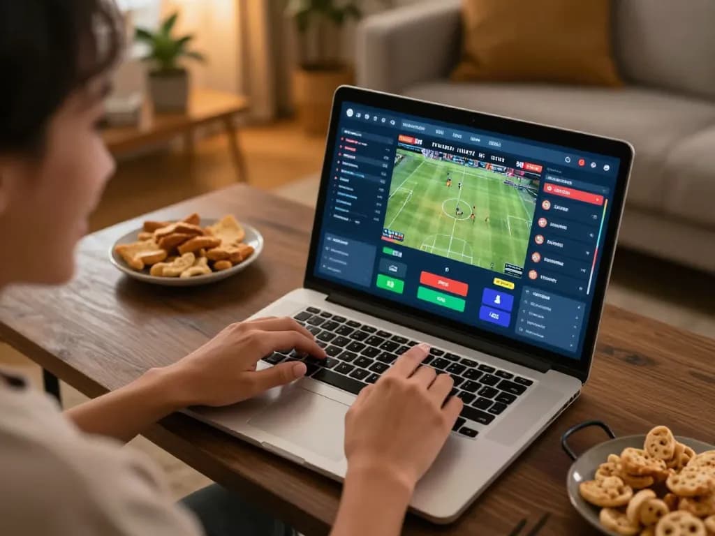 Soi Kèo online sports betting session at home with vibrant interface and user engagement.