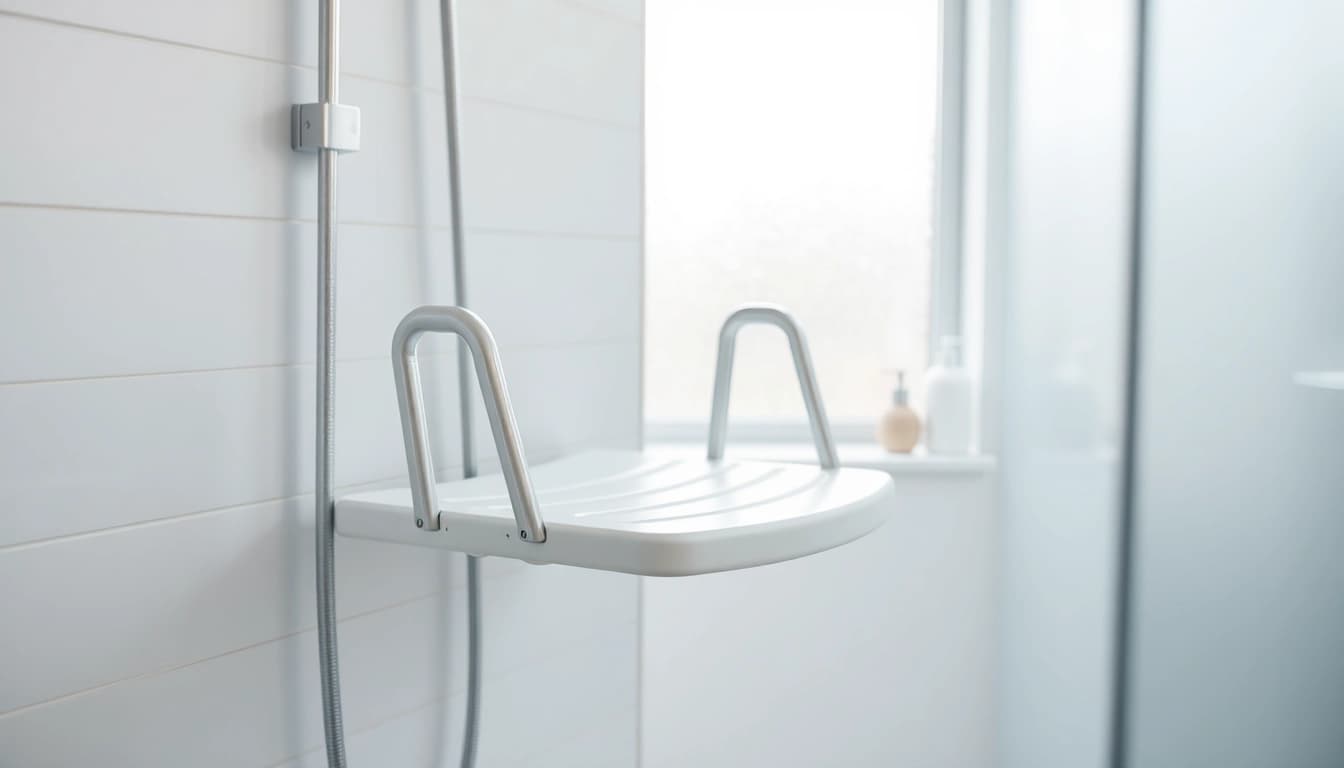 Benutzen Sie den klappbaren Duschsitz für mehr Sicherheit und Komfort in der Dusche.