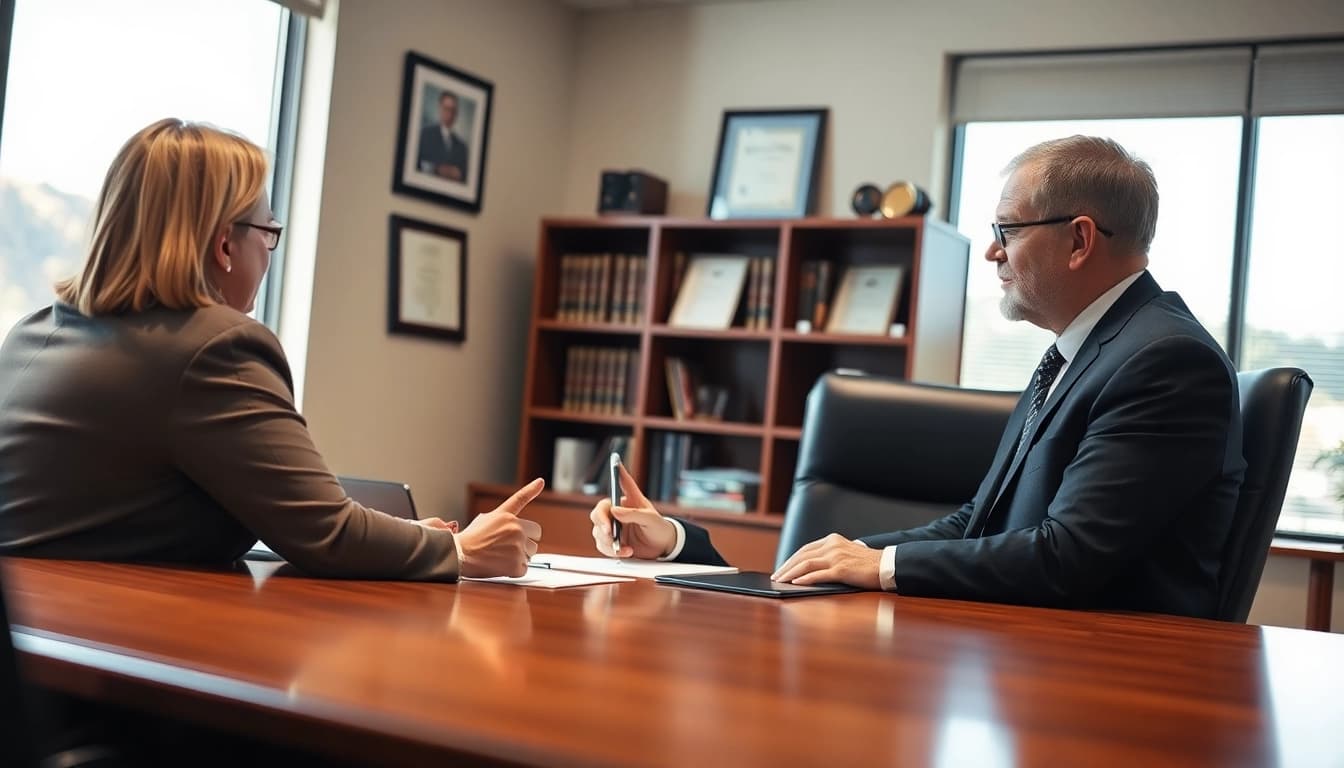 Consultation with a South Dakota car accident lawyer in a professional office.