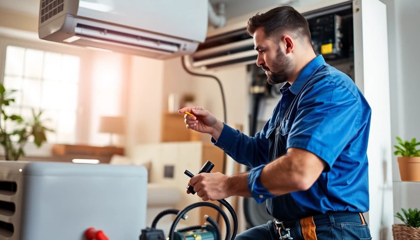 Expert HVAC technician engaged in hvac repair bedford ny service within a residential environment.