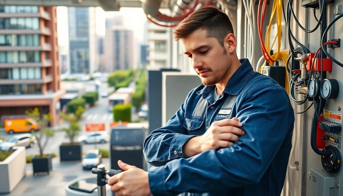 Commercial electrician Vancouver expertly handling electrical systems in an urban office setting.