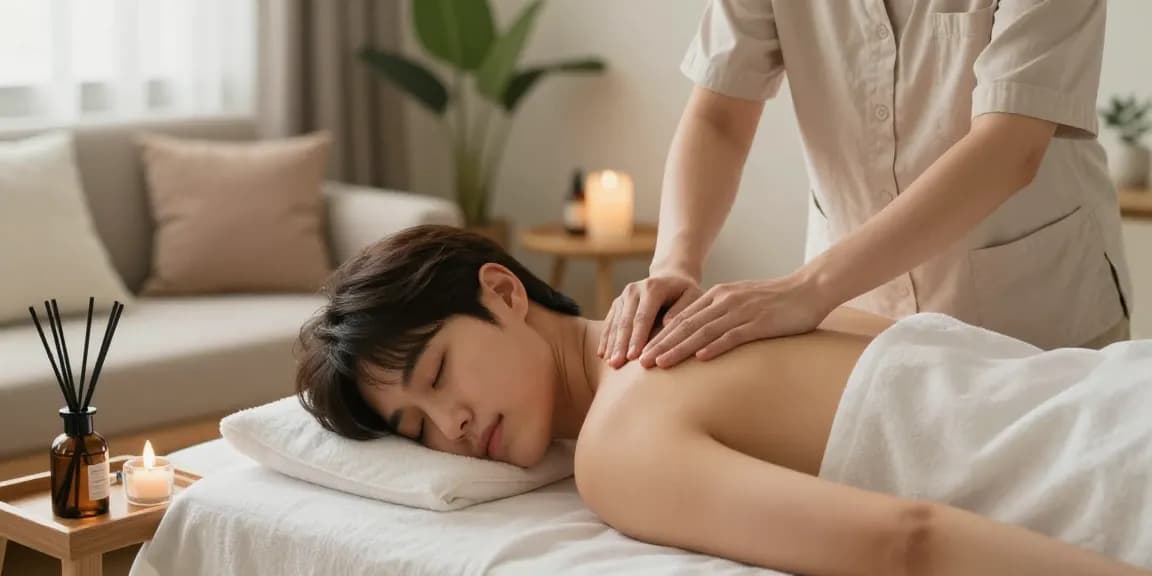 용산출장마사지를 받는 편안한 분위기의 공간, 아늑한 조명과 편안한 분위기.