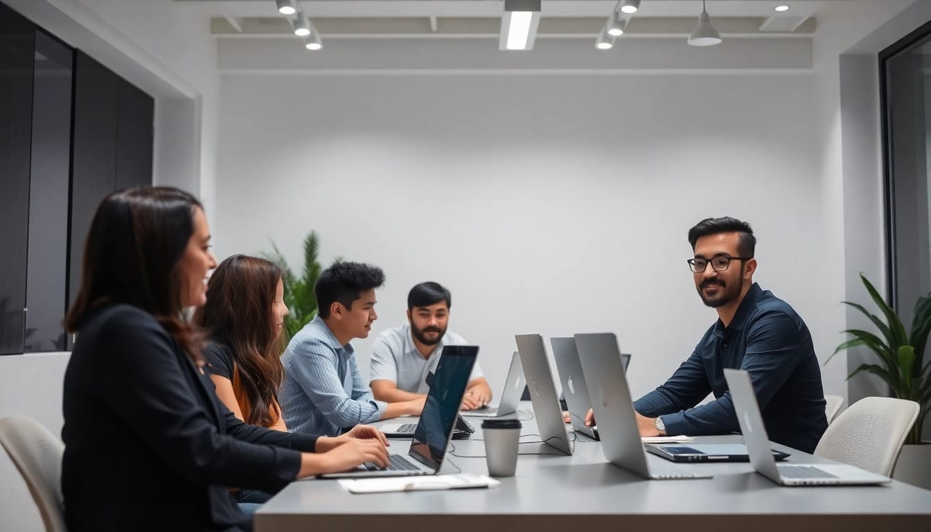 Desenvolvimento de Sites com foco em tecnologia moderna, equipe dedicada em ambiente profissional.