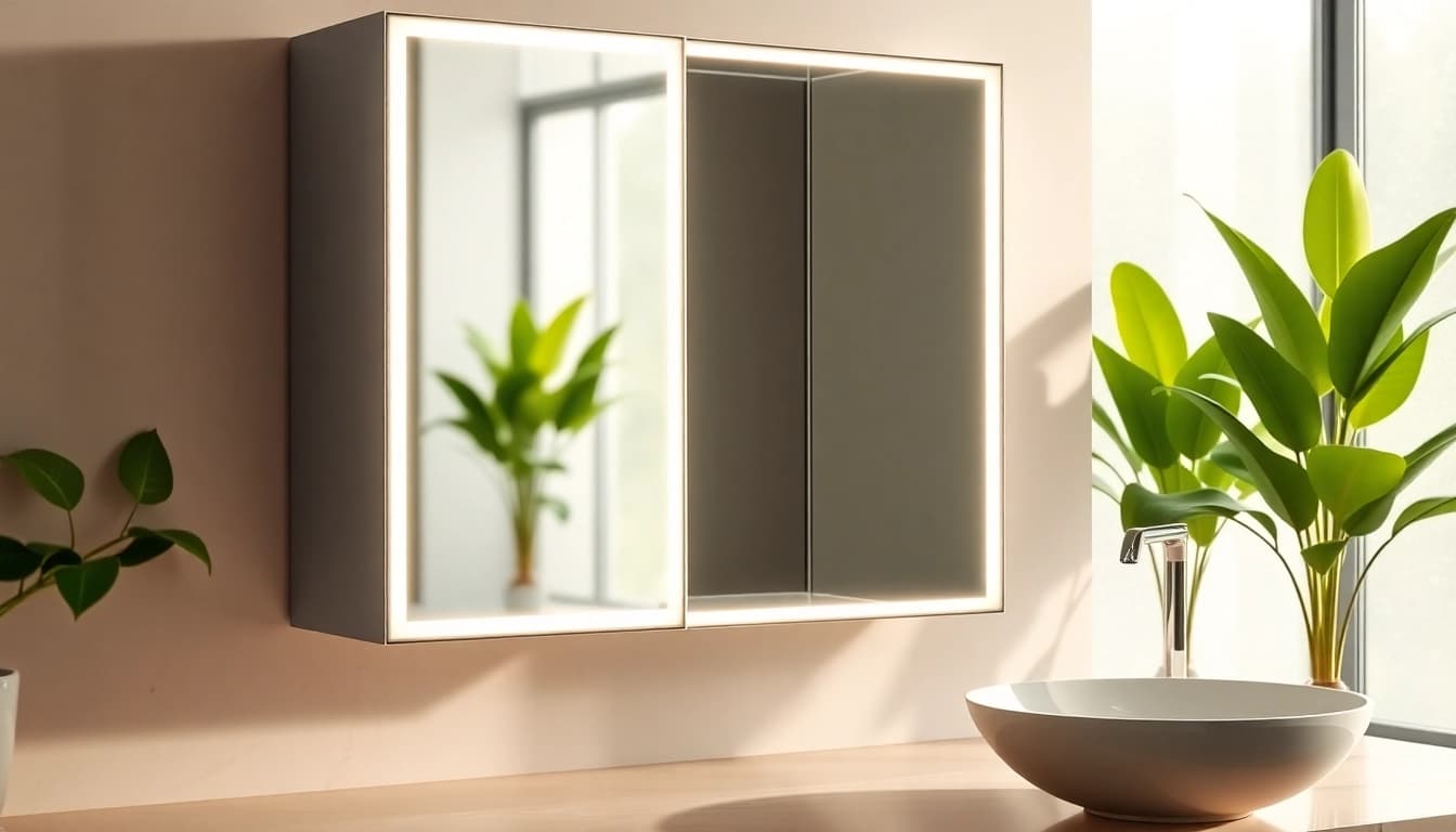 Erleben Sie den eleganten sonni Spiegelschrank im modernen Badezimmer mit stilvollem Design.