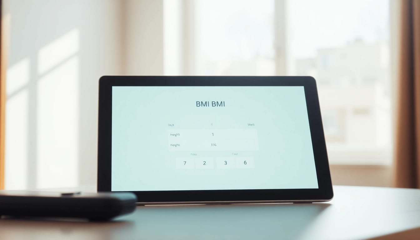 Calculate your BMI with an interactive bmi calculator displayed on a sleek device.
