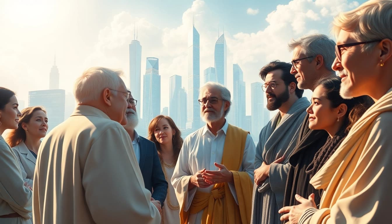 Engaging scene representing the innovative spirit of www.trilgameshproject.com, blending modern science and philosophy.
