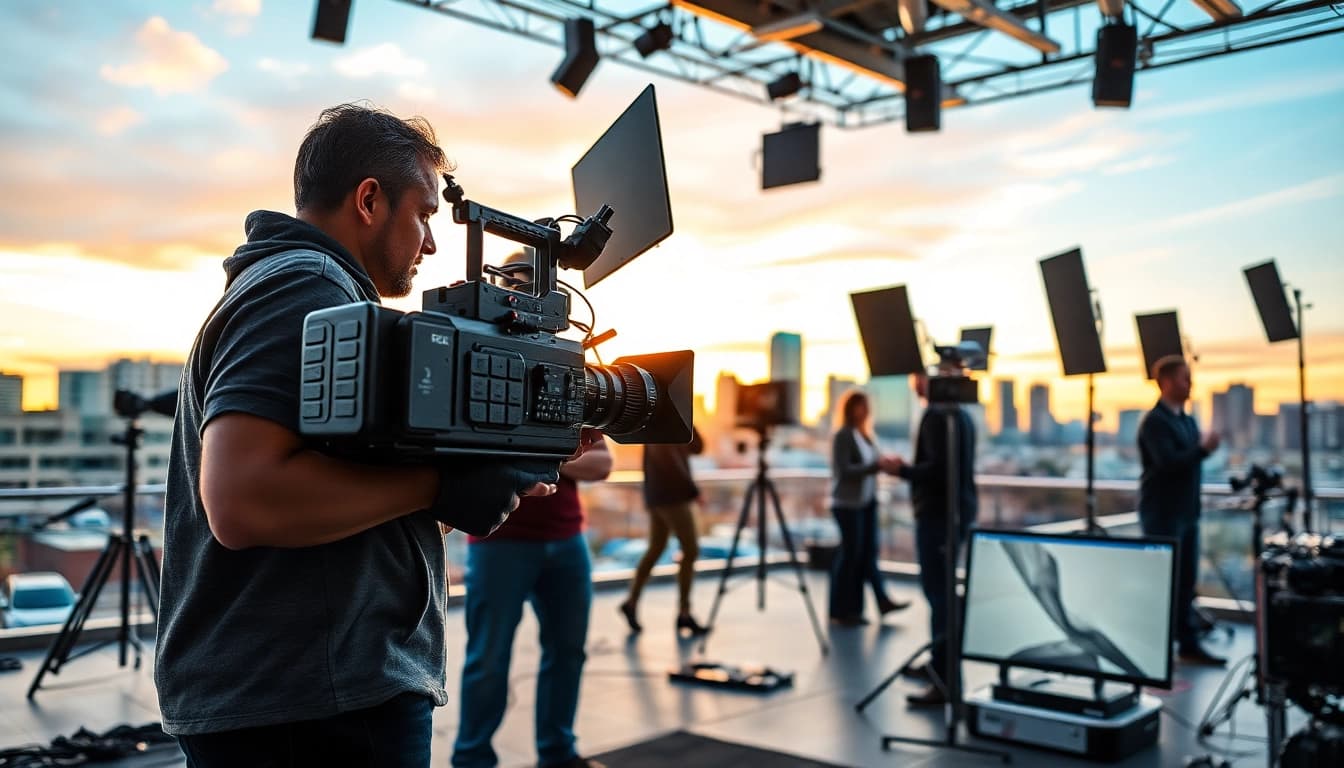 Confirming quality work at a leading Video Production Company Calgary with a focus on a collaborative film set.