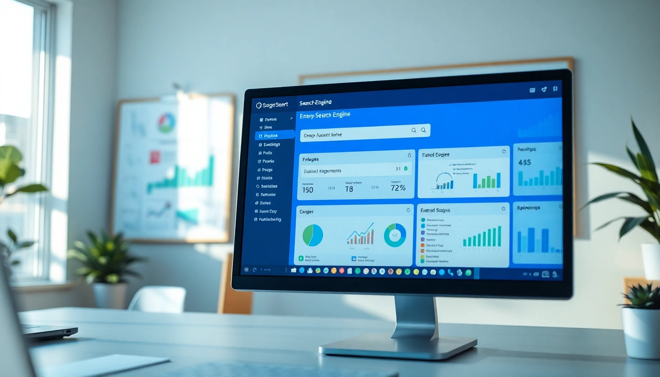 Enhance productivity with an enterprise search engine interface displayed in a modern office workspace.