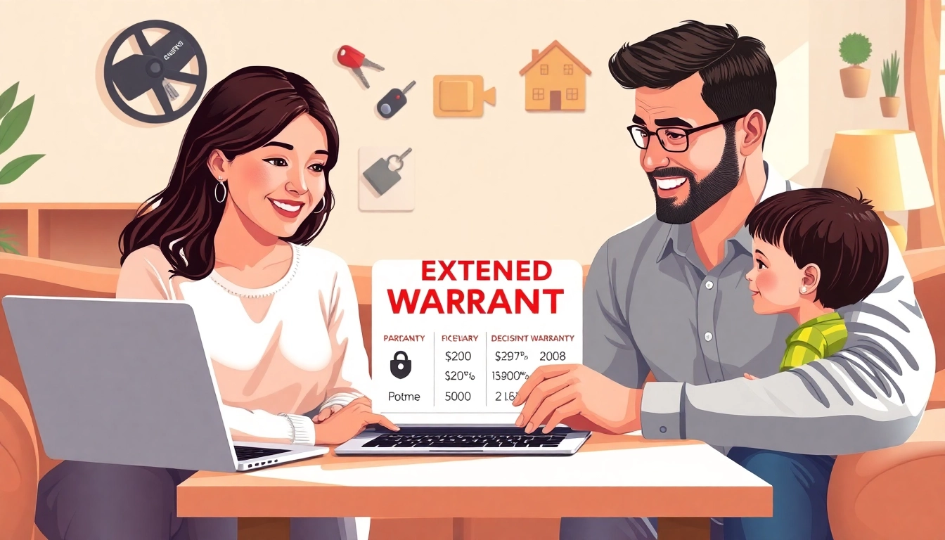 Engaged family exploring options for extended warranty for cars and homes.