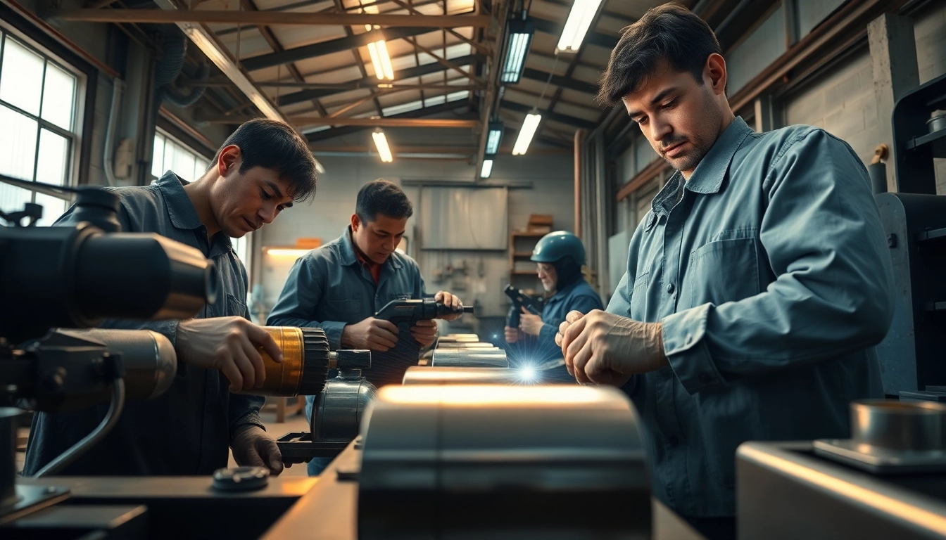 High-quality metal polishing services in Malaysia showcasing polished metals and skilled workers.