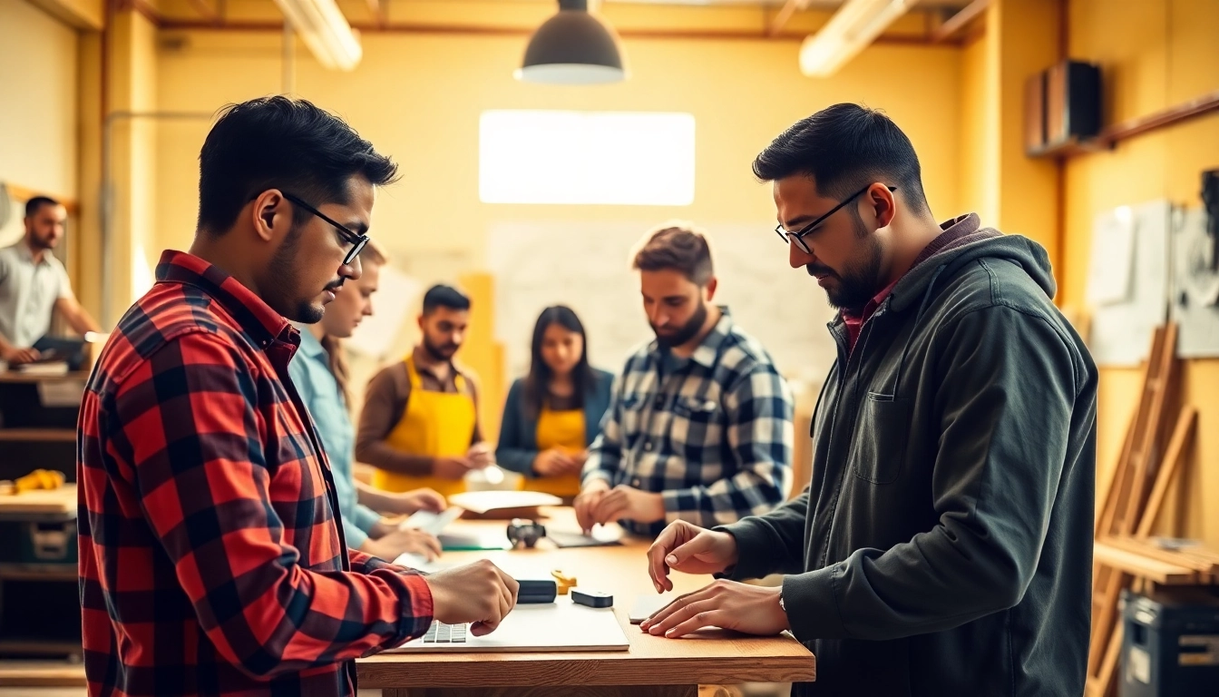 Students actively participating in construction classes, learning hands-on skills and techniques.
