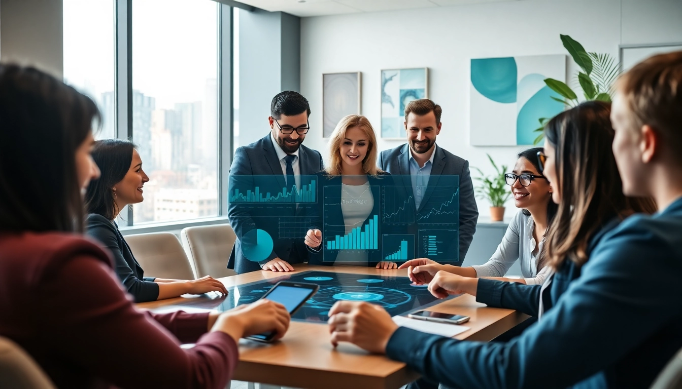 Engaging team meeting featuring interactive data visualization at https://benchbot.ai with diverse professionals.