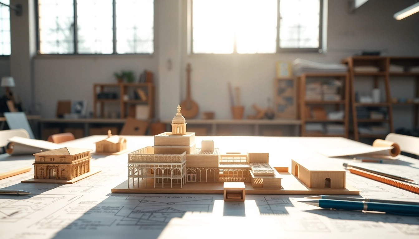 Architekturmodellbau Dresden zeigt detaillierte Miniaturmodelle in einem hellen Studio.