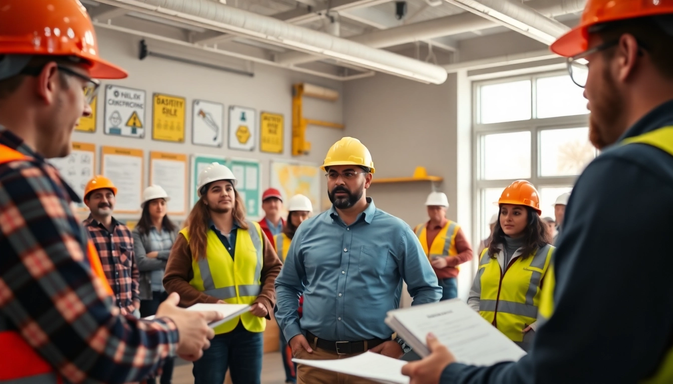 Participants engaged in construction safety training showcasing hands-on learning and safety protocols.
