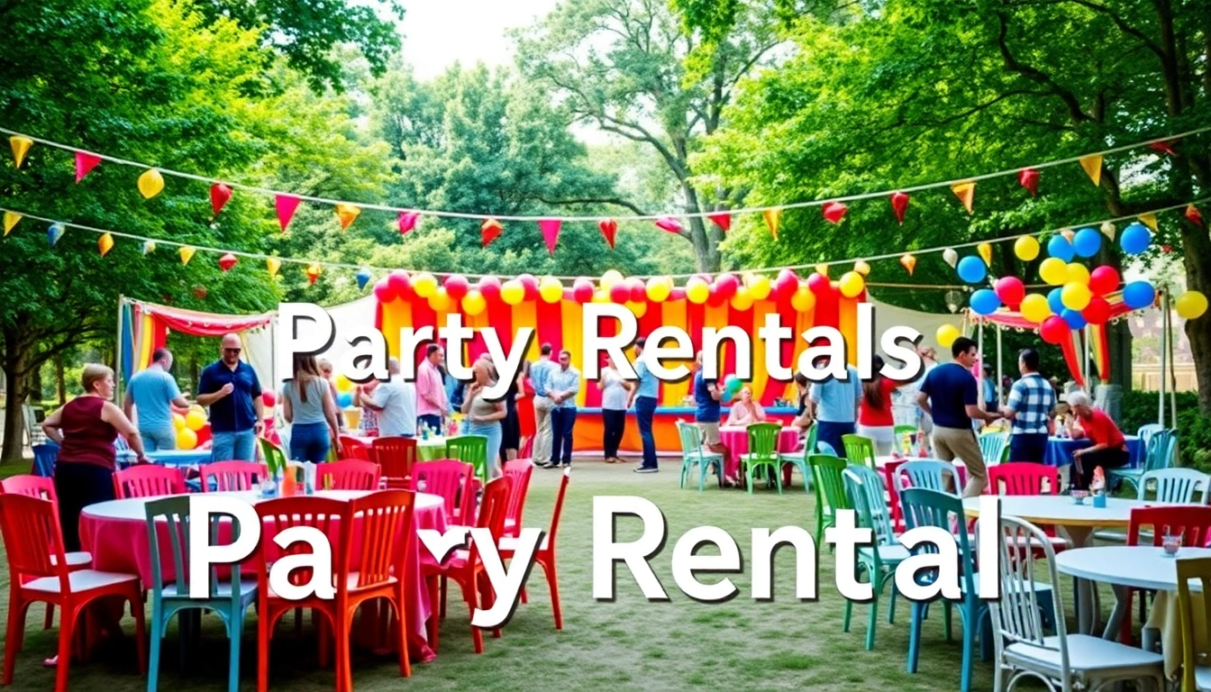 Experience lively party setups with vibrant decorations, showcasing Party Rentals for memorable events.