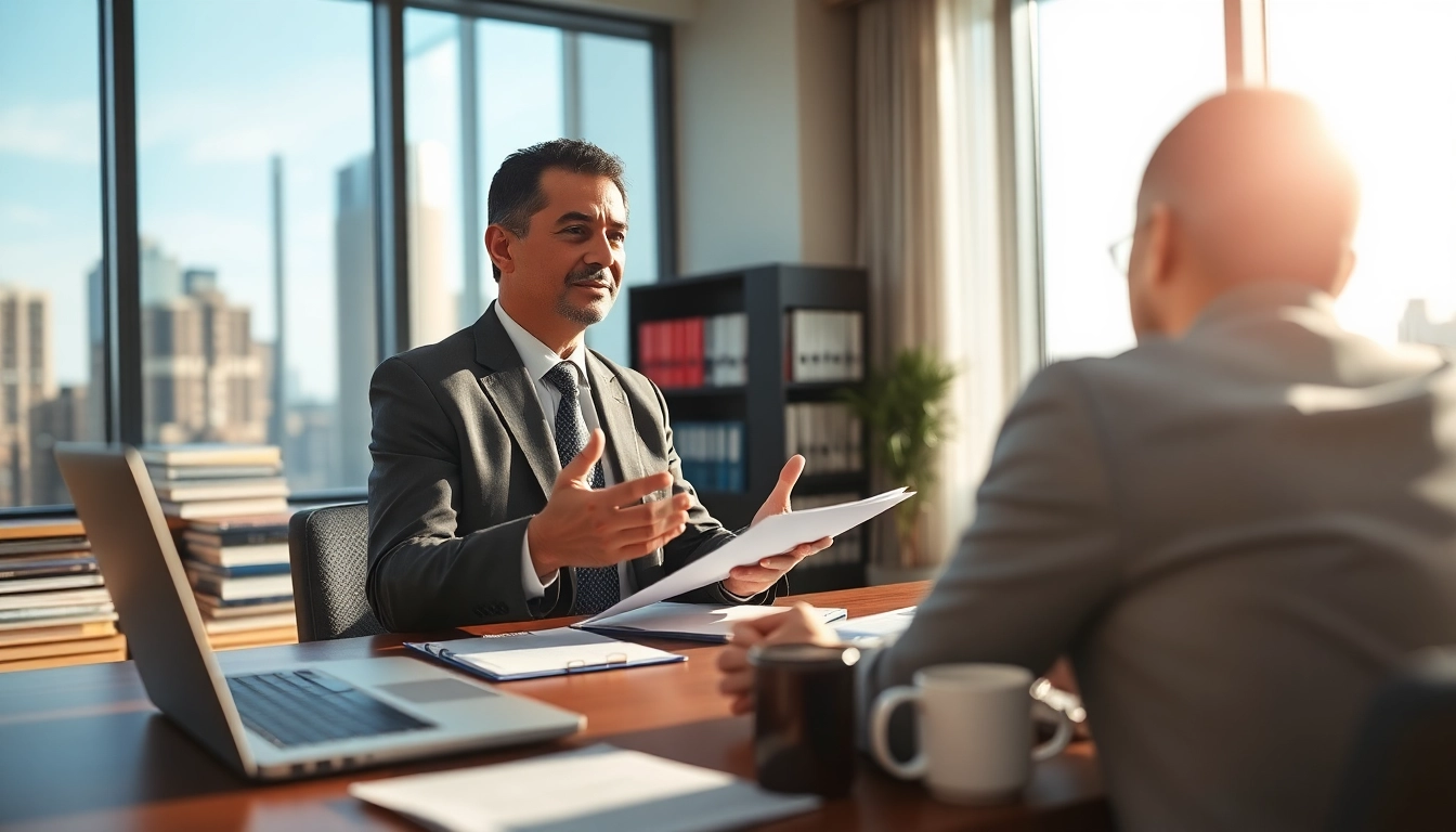 Lawyer consulting a client in a modern office at https://www.cohanlegal.com