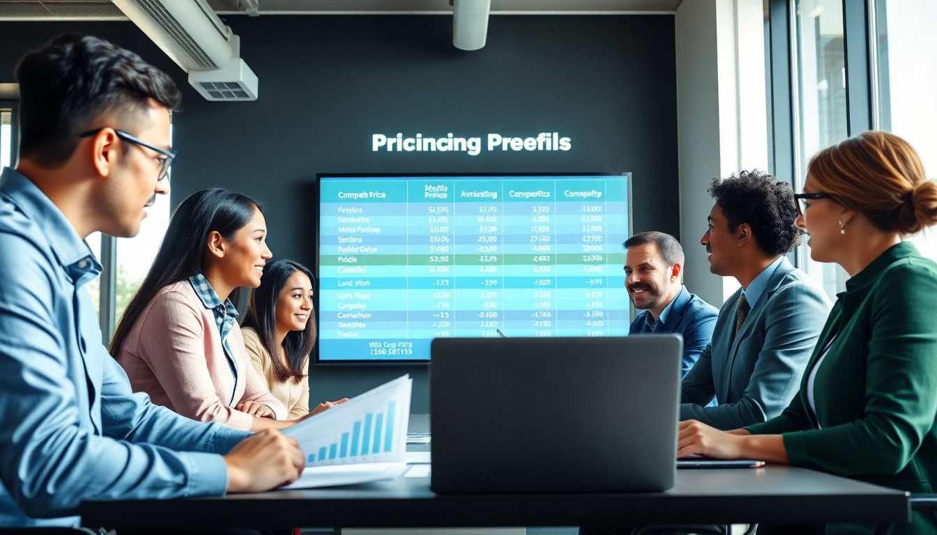 Analyze competitor pricing strategies in a collaborative business meeting environment.