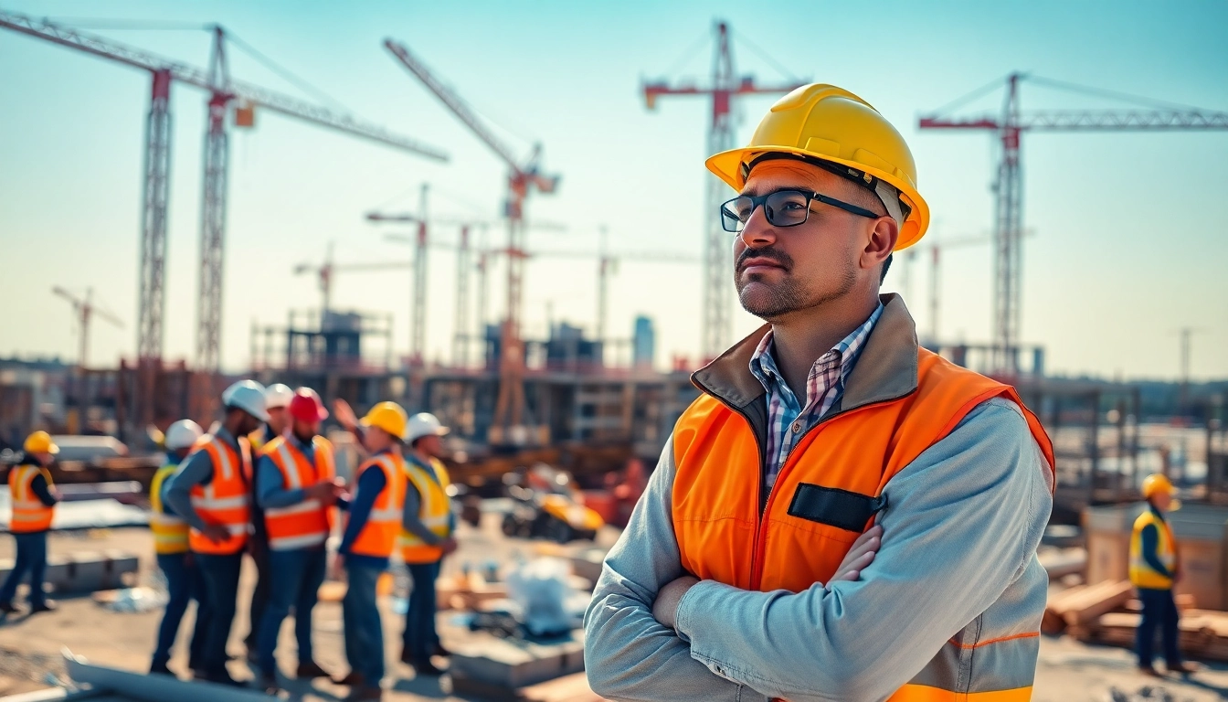 New Jersey Construction Manager leading a diverse team at an active construction site.