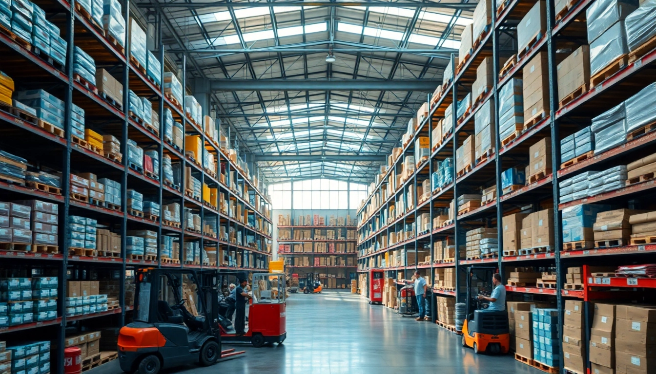 Enhance your warehousing efficiency with a well-organized facility showcasing streamlined operations.