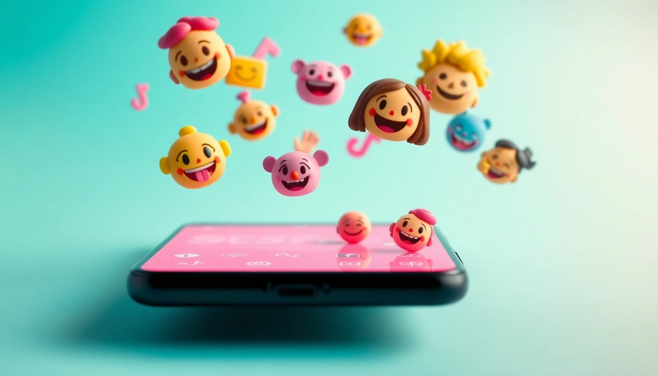 Engaging TikTok emojis showcasing vibrant expressions and interactions on a smartphone interface.
