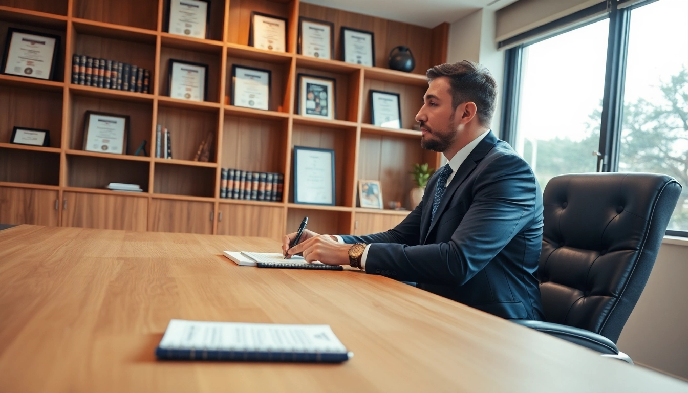 Clearwater truck accident attorney consulting with a client in a modern office.