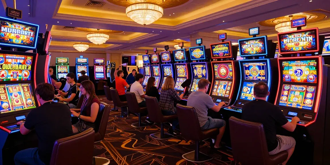 Exciting slot deposit 5000 gaming scene featuring players engaging with colorful slot machines in a vibrant casino atmosphere.