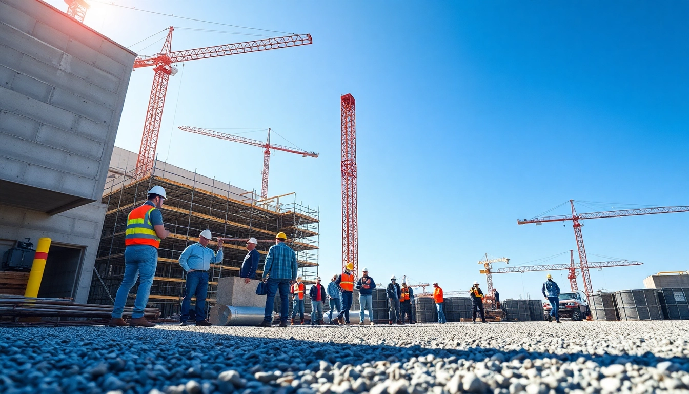 New Jersey Commercial General Contractor overseeing a vibrant construction site with cranes and teamwork.