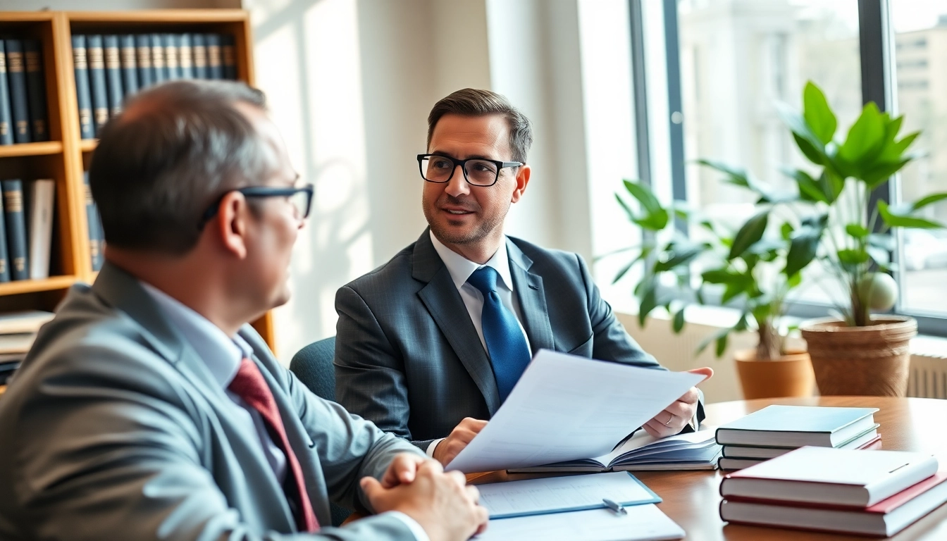 Consulting session with an Orlando Personal Injury Lawyer providing legal guidance in an inviting office.