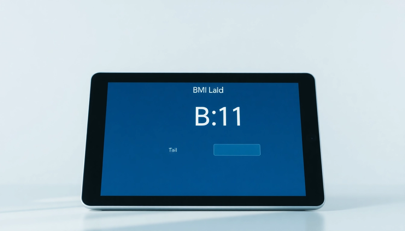 Calculate your BMI calculator using an interactive digital device showcasing a user-friendly interface.