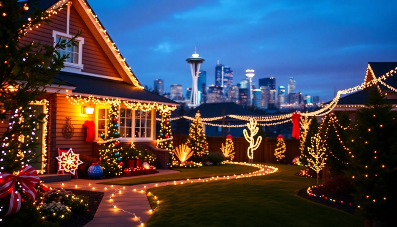 Cheerful Seattle holiday light installation illuminating a festive suburban home.