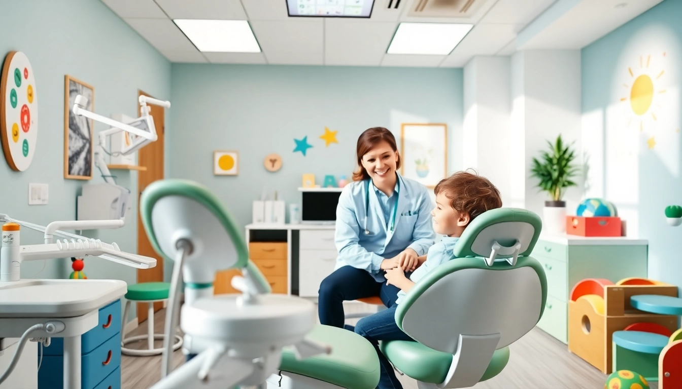 Family dentist Frankfort IL office with friendly dentist and happy child in bright setting.