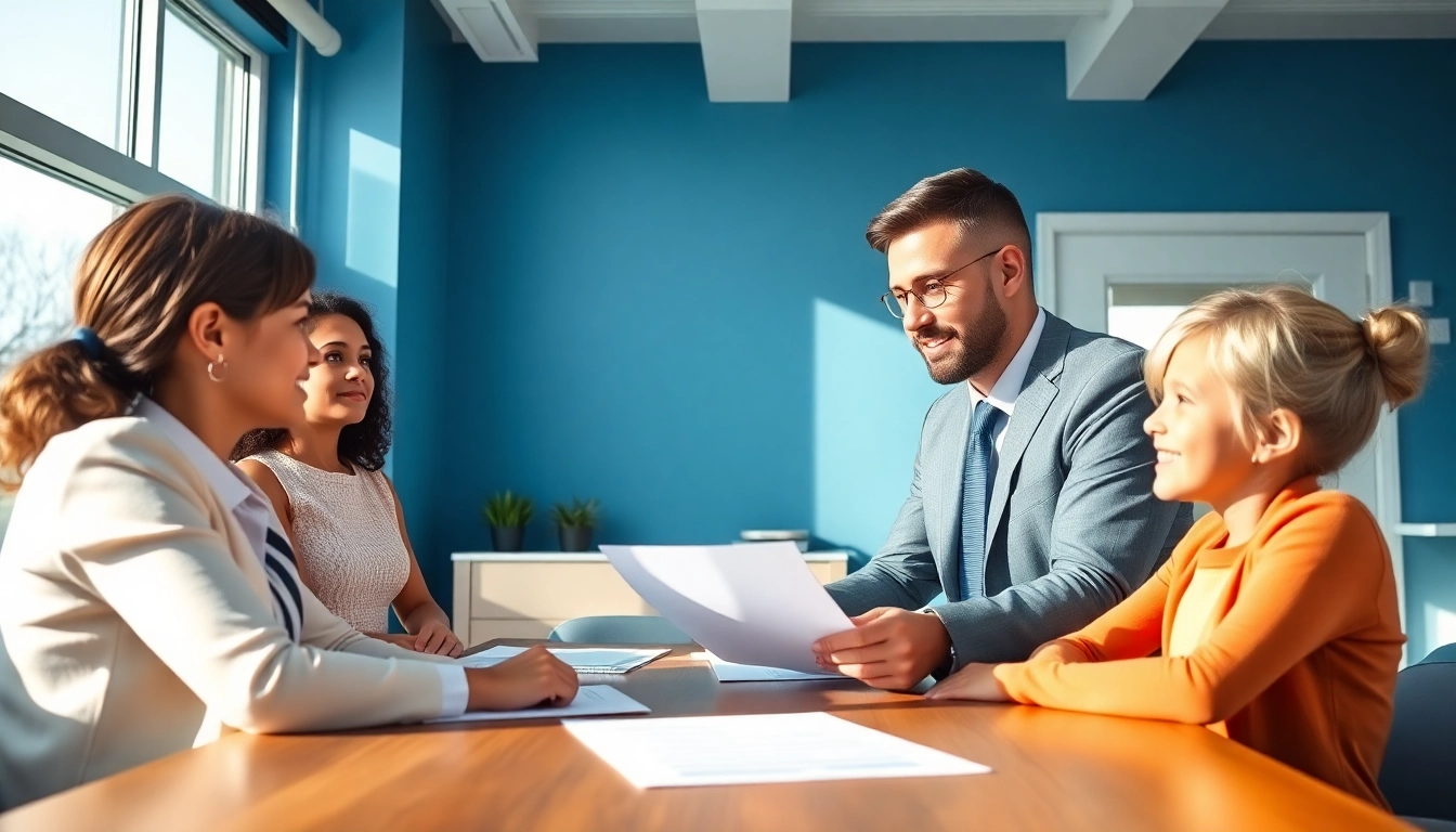 Helping a family, the New Hampshire Immigration Lawyer offers legal advice in a welcoming office.