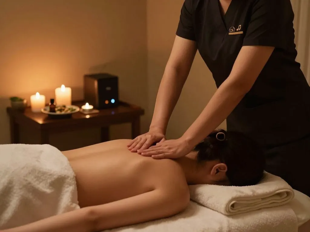 Relaxation during 삼산동마사지 session at a tranquil spa.