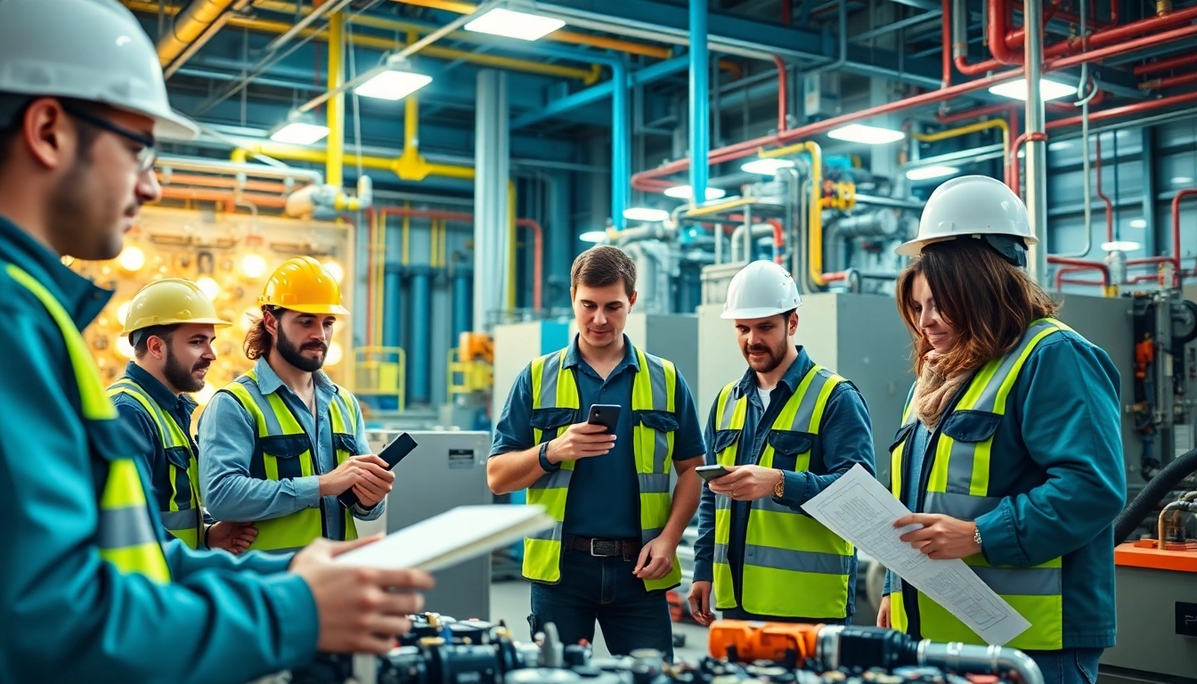 Skilled labor for energy sector professionals collaborating in a modern facility.