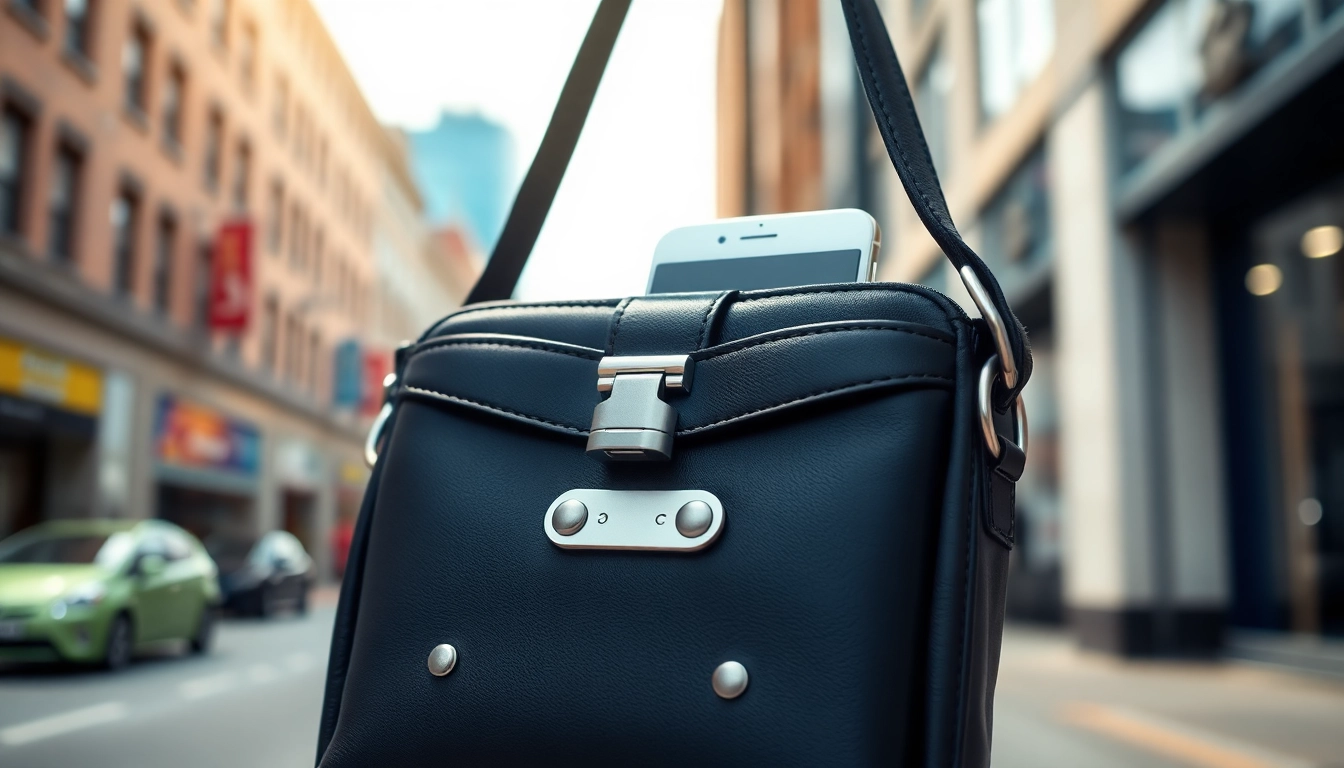Handy Tasche abschließbar für Smartphones, sicher und stilvoll präsentiert.