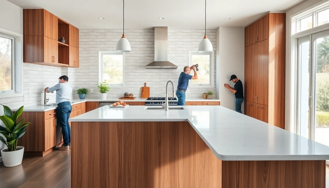Transforming a kitchen during a home renovation process with skillful craftsmanship.