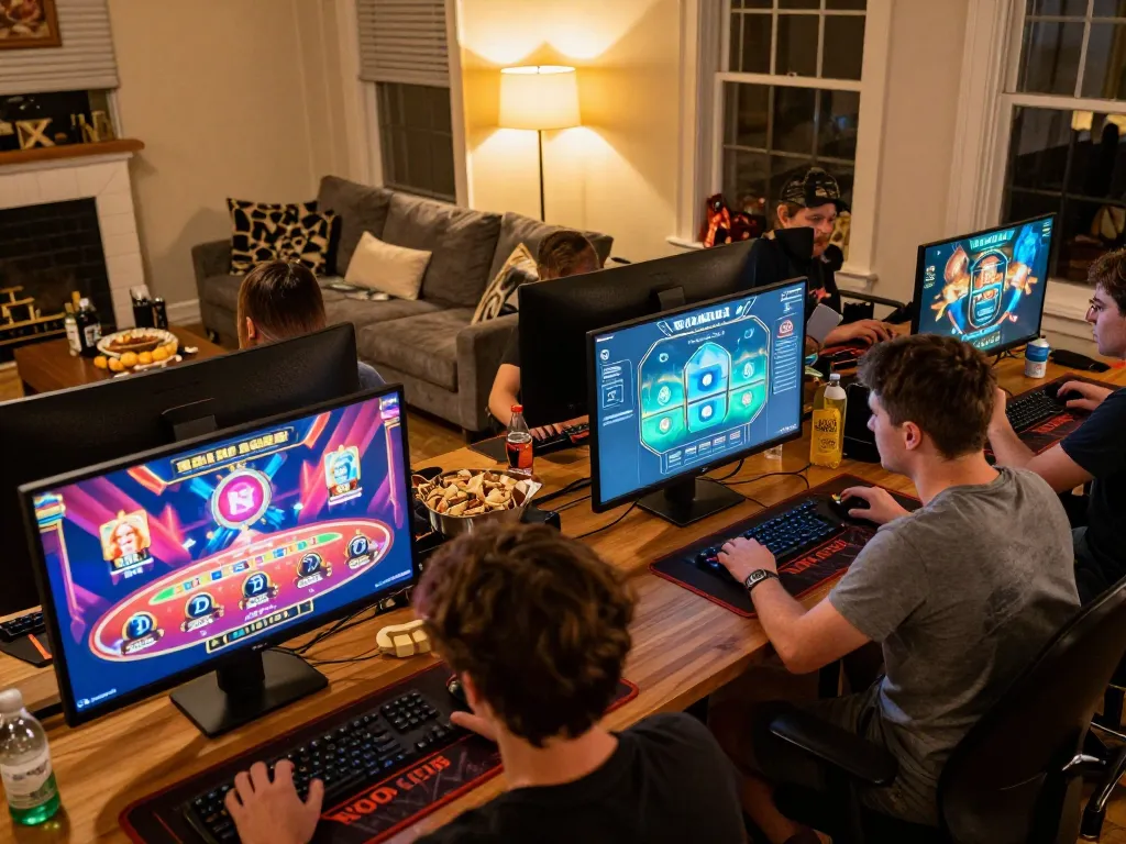 B52 Club players enjoying live dealer games in a cozy home setting with snacks and drinks