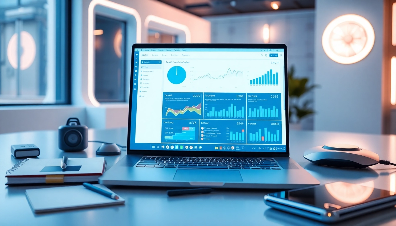 Illustration of AI tools interface highlighting productivity features and sleek design.